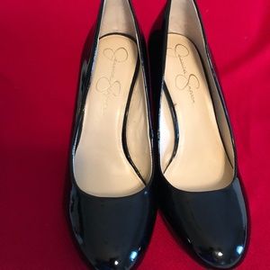 Jessica Simpson Black Patent Leather Wedge 9 1/2